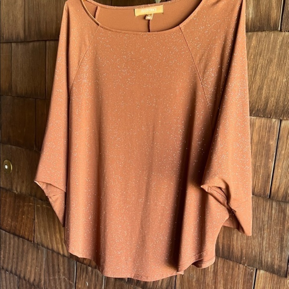 Ellen Tracy Tan Speckled Blouse